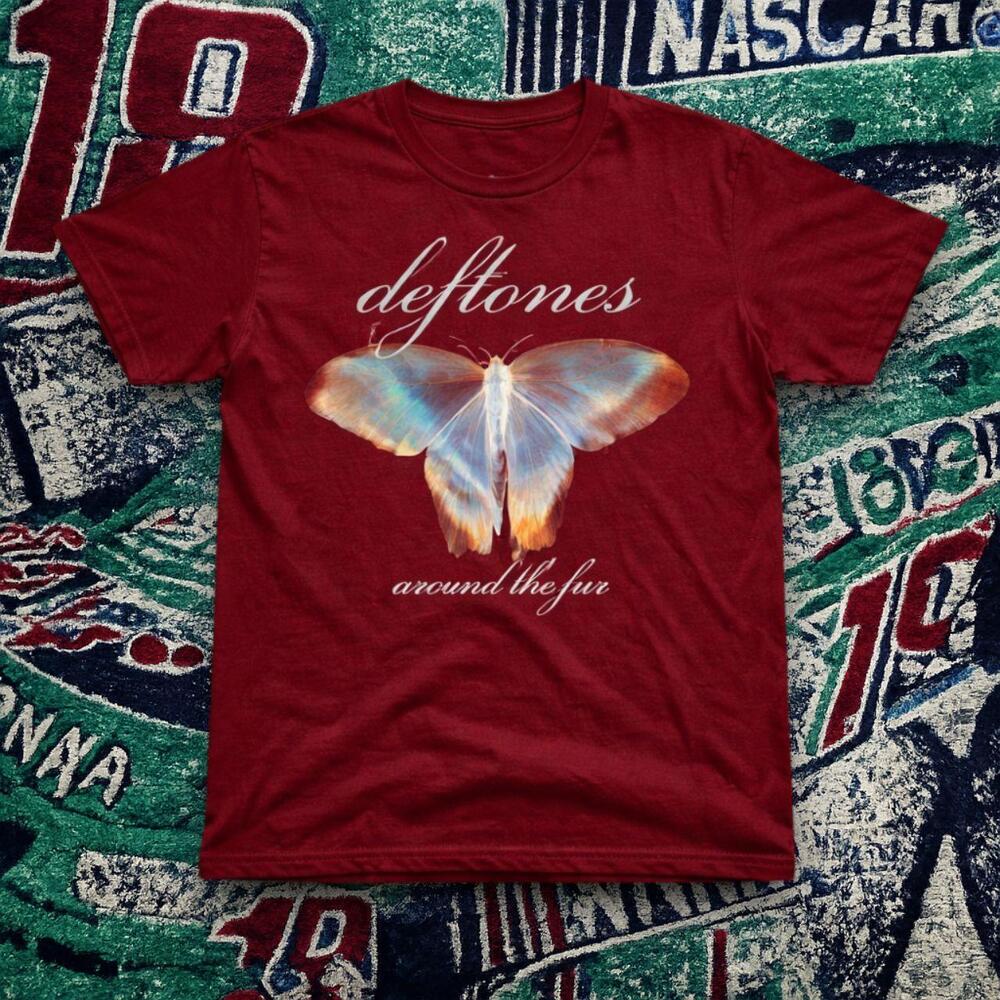 Deftones Around The Fur Moth Graphic Tee Burgundy Unisex Band Shirt